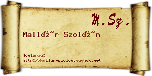 Mallár Szolón névjegykártya